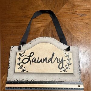 Hobby Lobby  “Laundry” Wall Hanging Shabby Chic Farmhouse Sign With Ribbon